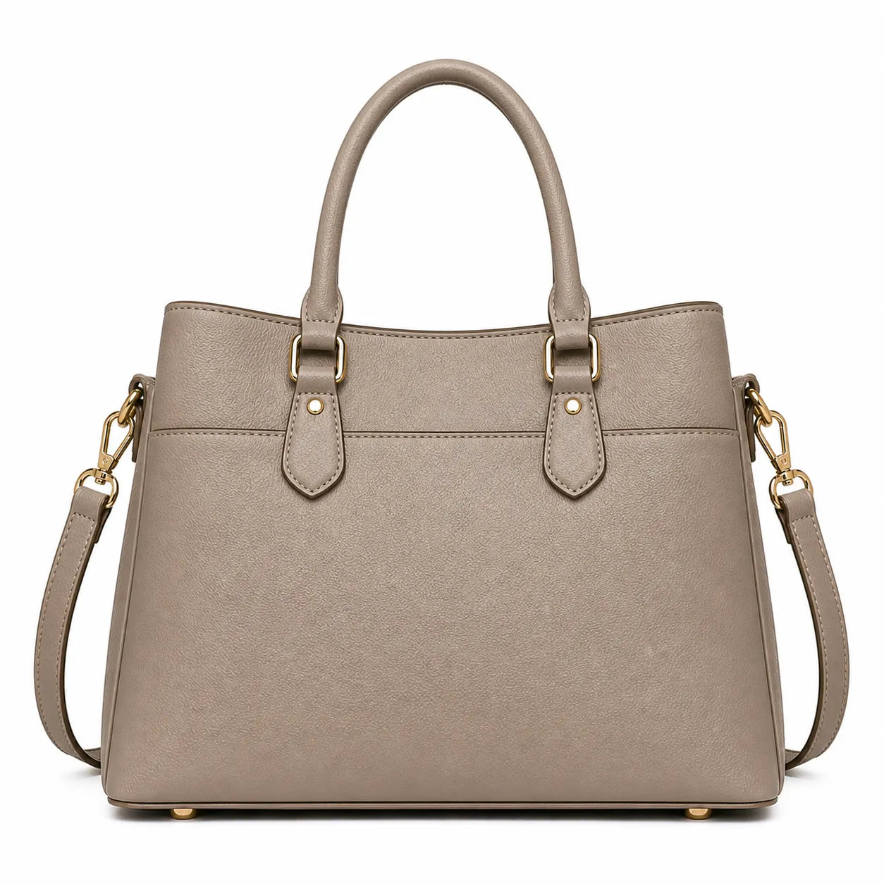 Elarabags Elegant Taupe Leather Handbag with Shoulder Strap for Women