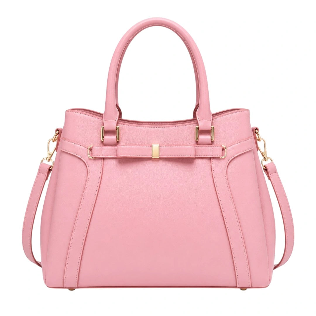 Elarabags Elegant Pink Leather Tote Handbag for Women